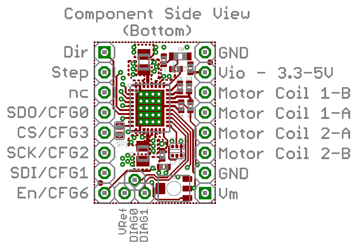 TMC2130 SILENTSTEPSTICK SPI - Compnent Side View TMC2130 SILENTSTEPSTICK SPI - Compnent Side View